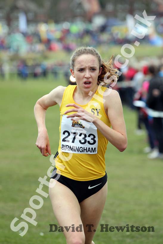 Emelia Gorecka on her way to winning the Under-20 Women McCain Inter Counties Cross Country, Cofton Park, Birmingham.